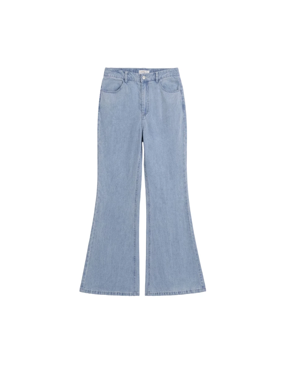 【2.0 SKIN 親膚天絲丹寧】中腰休閒小喇叭長褲