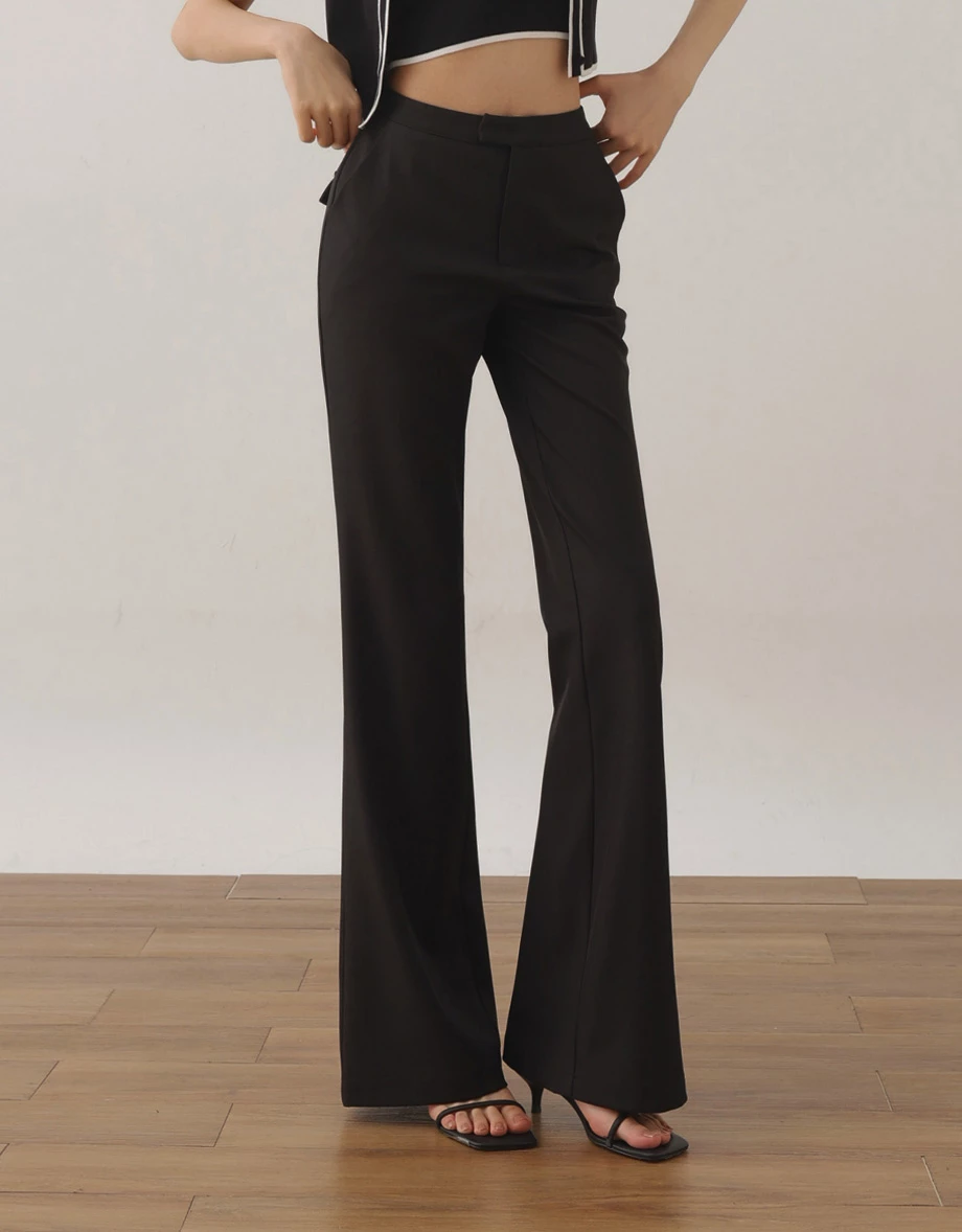 簡約修身喇叭長褲 簡約修身喇叭長褲
