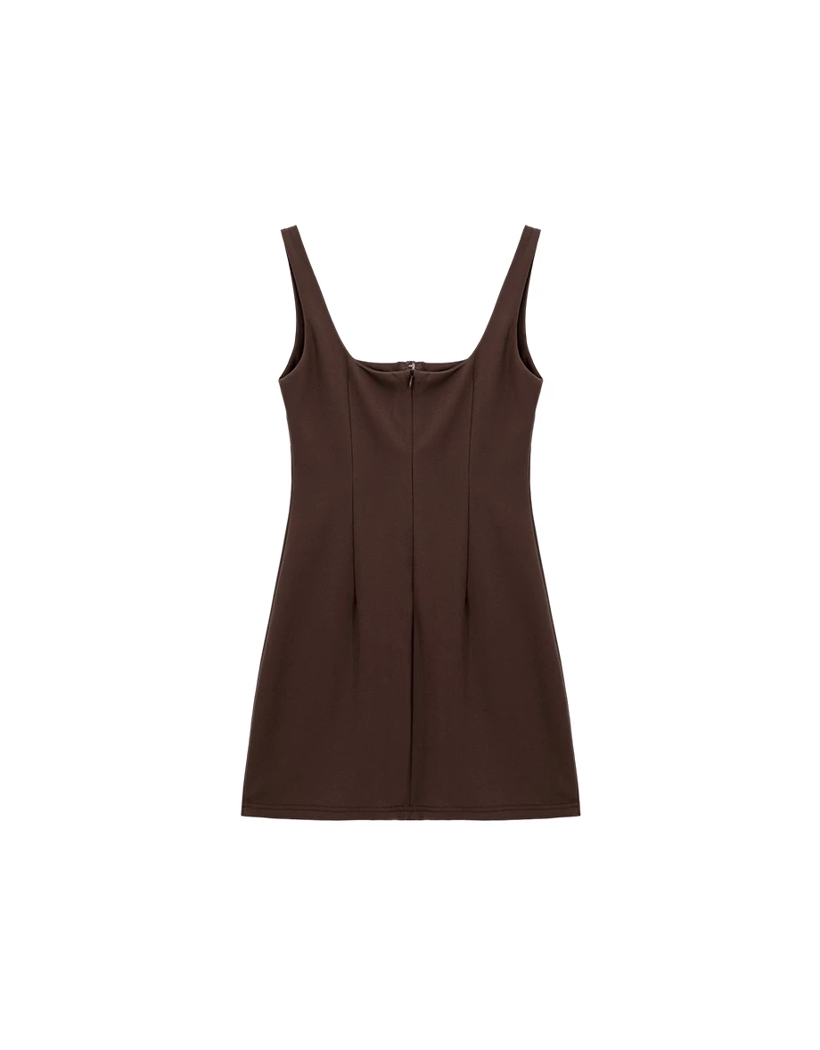 【奇蹟黑繃帶輕塑】方領開扣連身短洋裝