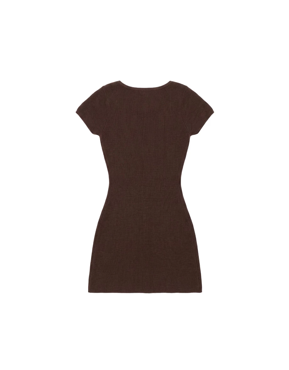 V Neck Button Front Ribbed Knit Bodycon Mini Dress V Neck Button Front Ribbed Knit Bodycon Mini Dress