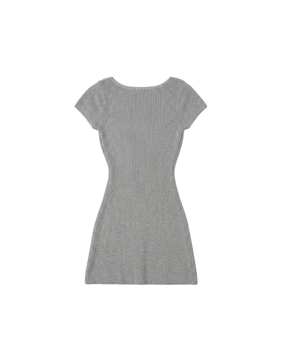 V Neck Button Front Ribbed Knit Bodycon Mini Dress V Neck Button Front Ribbed Knit Bodycon Mini Dress