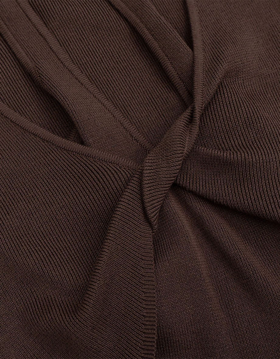 假兩件繞頸坦克背心扭結短袖短版針織衫