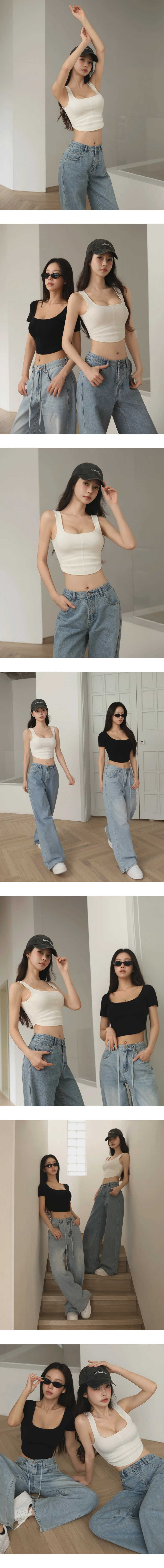 【輕塑纖女】方領短版針織背心