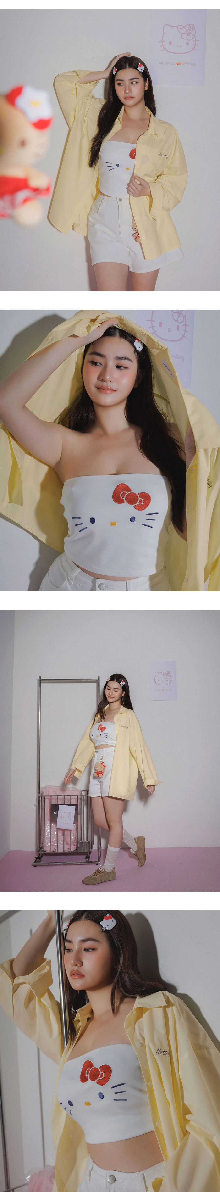 【三麗鷗聯名】美背透紗貼布繡寬版襯衫
