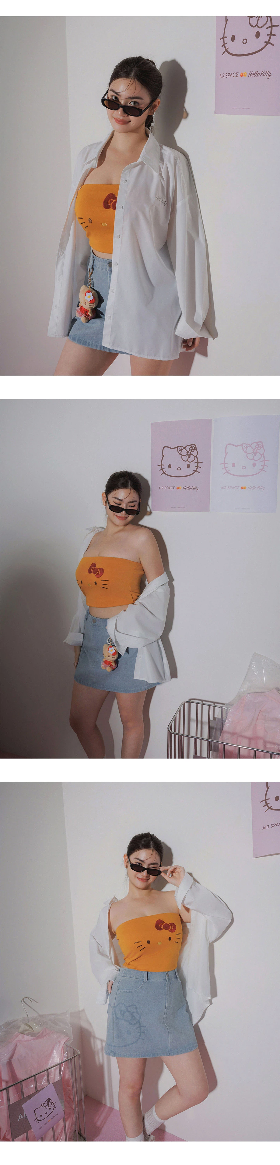 【三麗鷗聯名】美背透紗貼布繡寬版襯衫