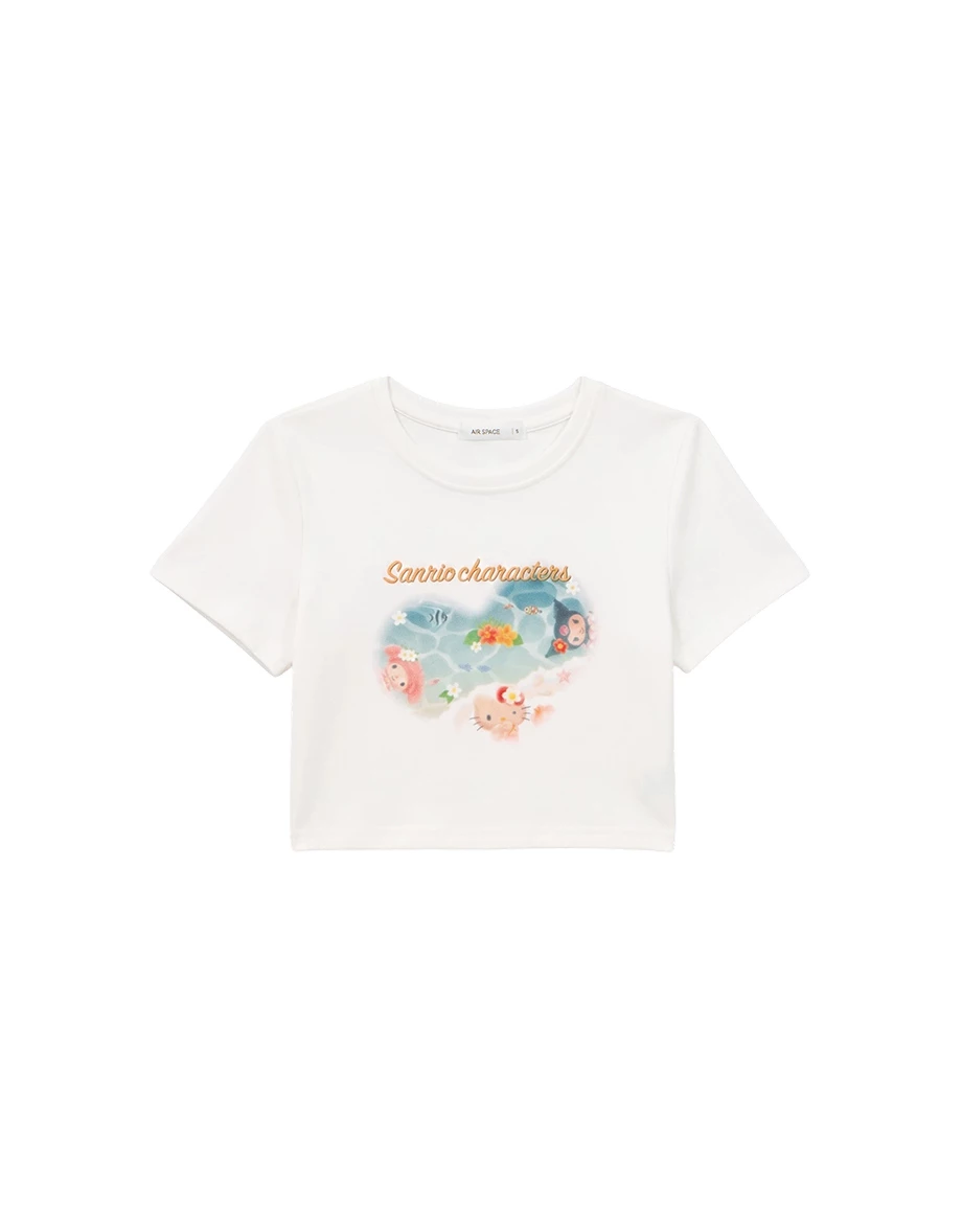【三麗鷗聯名】海灘時光印花短袖短版TEE