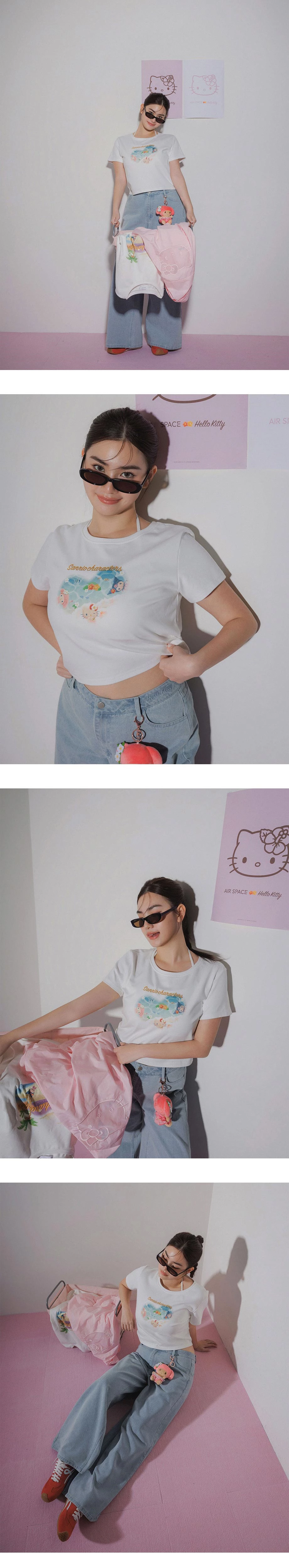 【三麗鷗聯名】海灘時光印花短袖短版TEE