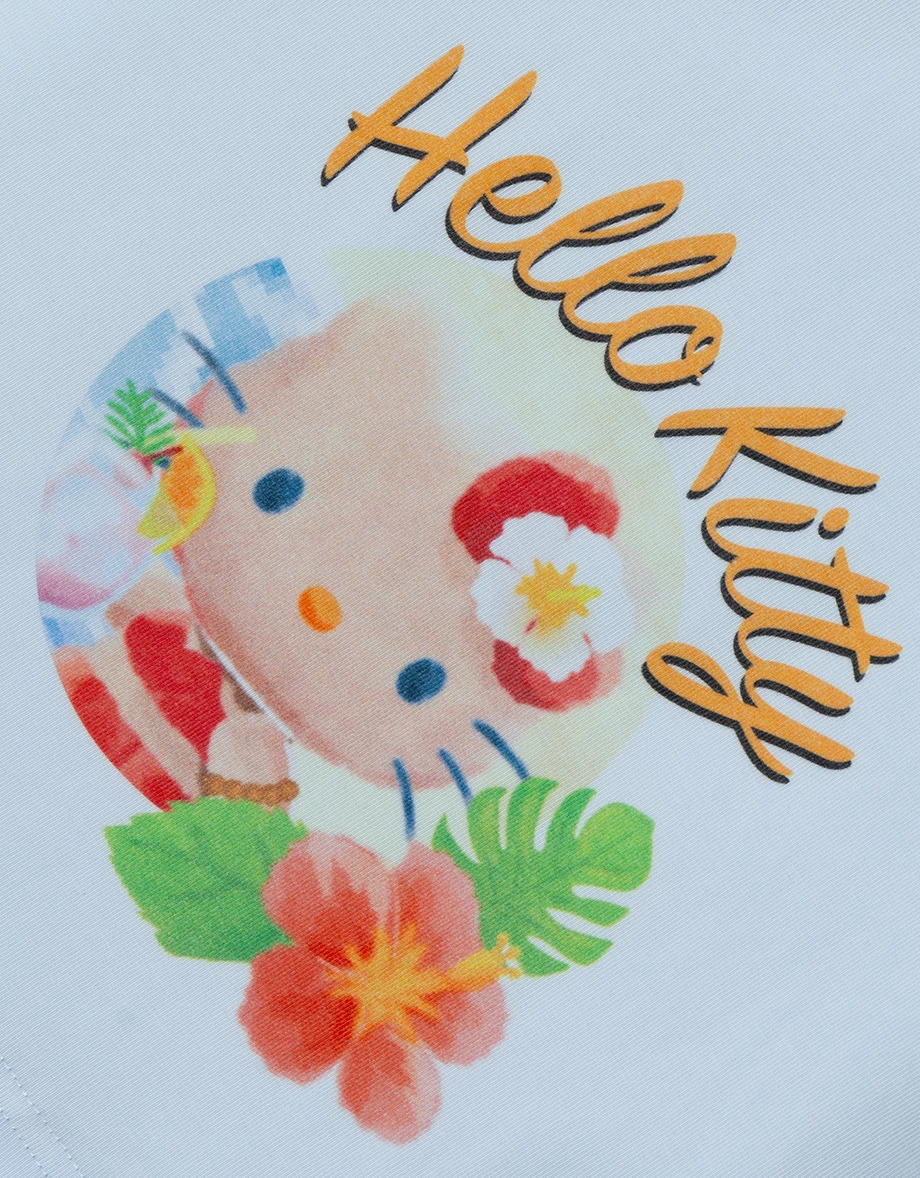 【三麗鷗聯名】烤焦版KITTY熱帶假期印花短袖短版TEE