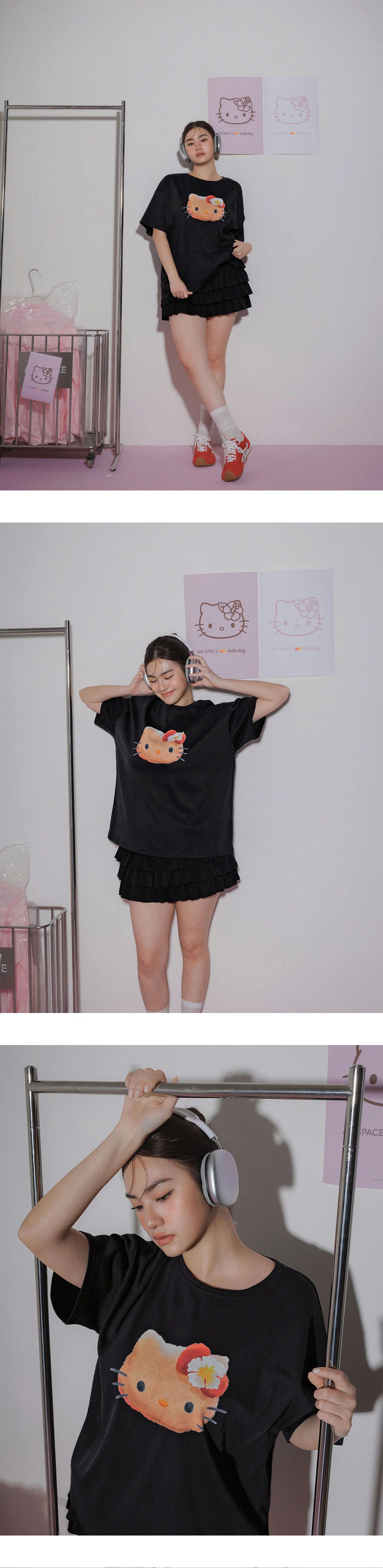 【三麗鷗聯名】烤焦版KITTY扶桑花印花短袖寬版TEE