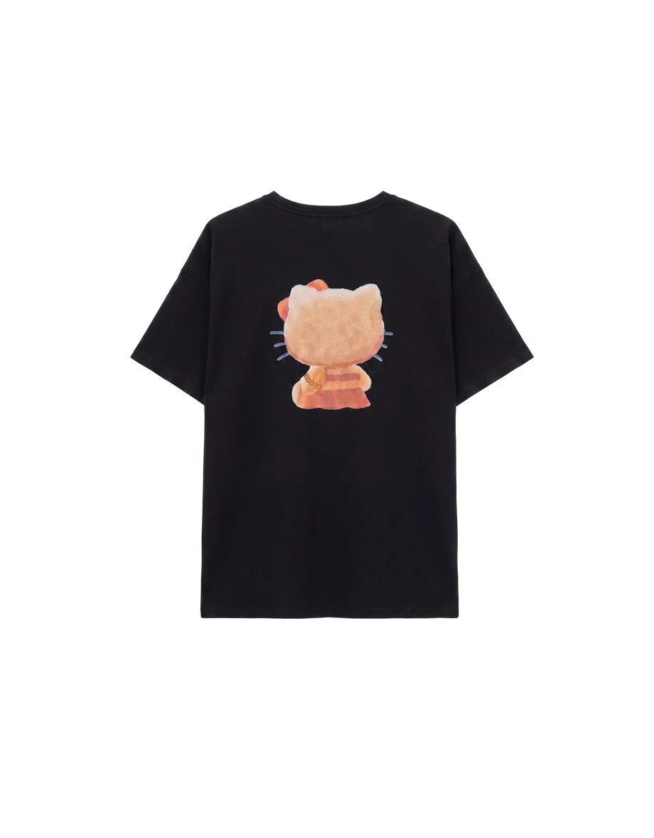 【三麗鷗聯名】烤焦版KITTY前後印花短袖寬版TEE