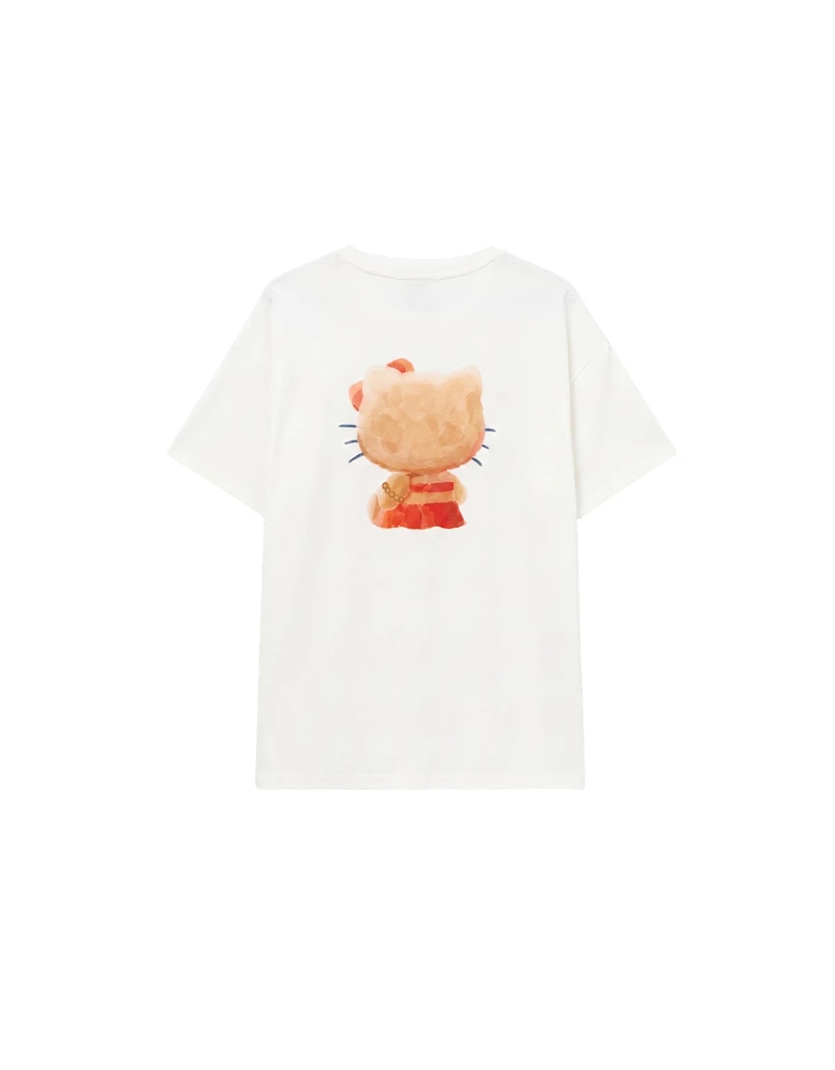 【三麗鷗聯名】烤焦版KITTY前後印花短袖寬版TEE