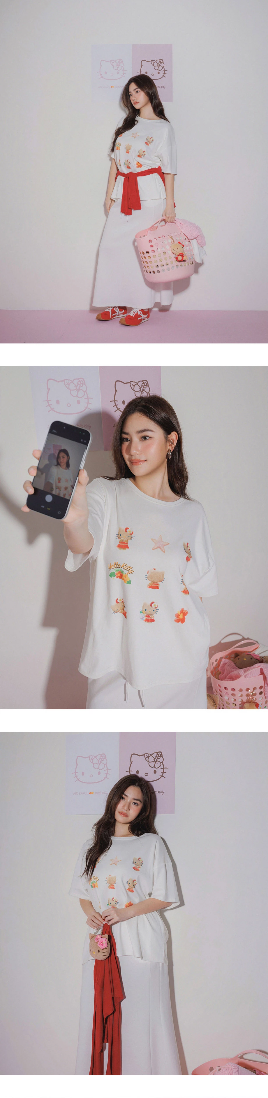 【三麗鷗聯名】烤焦版KITTY九宮格印花短袖寬版TEE