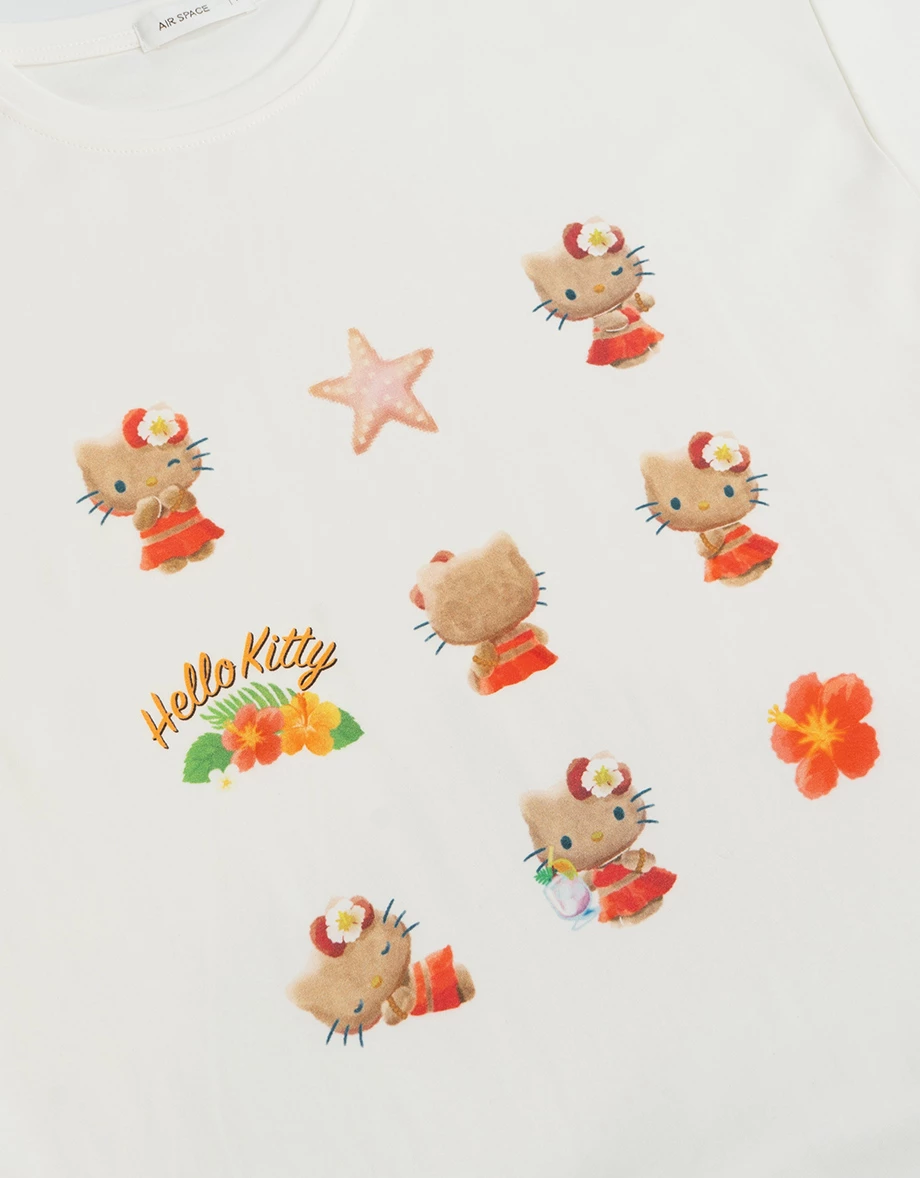 【三麗鷗聯名】烤焦版KITTY九宮格印花短袖寬版TEE