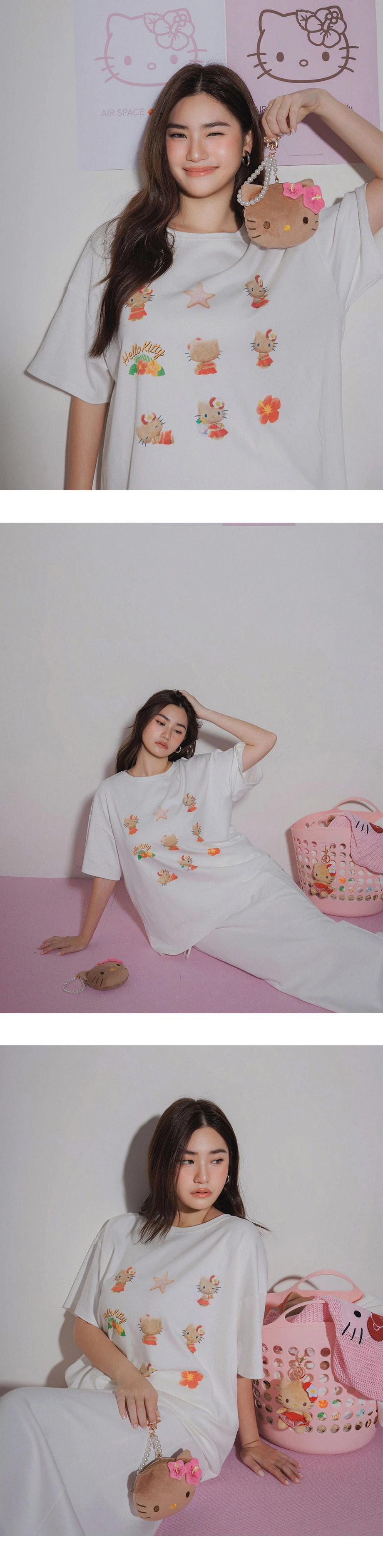 【三麗鷗聯名】烤焦版KITTY九宮格印花短袖寬版TEE