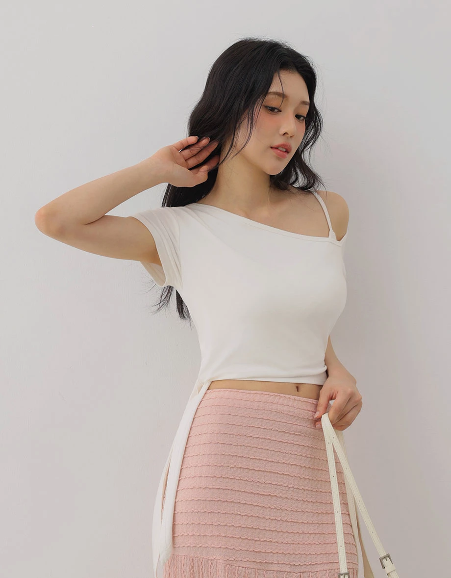 Side Tie Asymmetrical One Shoulder Padded Bra Top Side Tie Asymmetrical One Shoulder Padded Bra Top