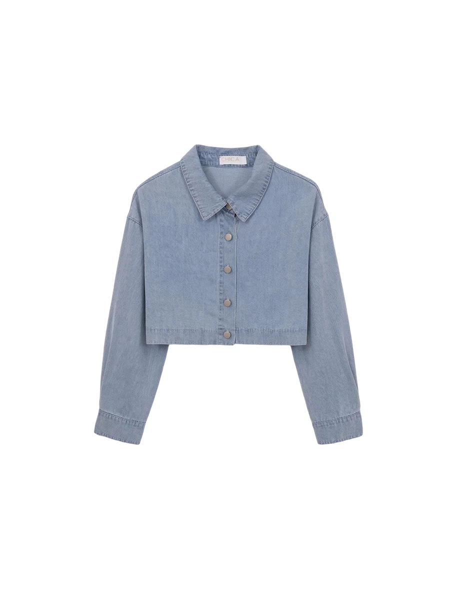 【2.0 SKIN 親膚天絲丹寧】長袖短版襯衫