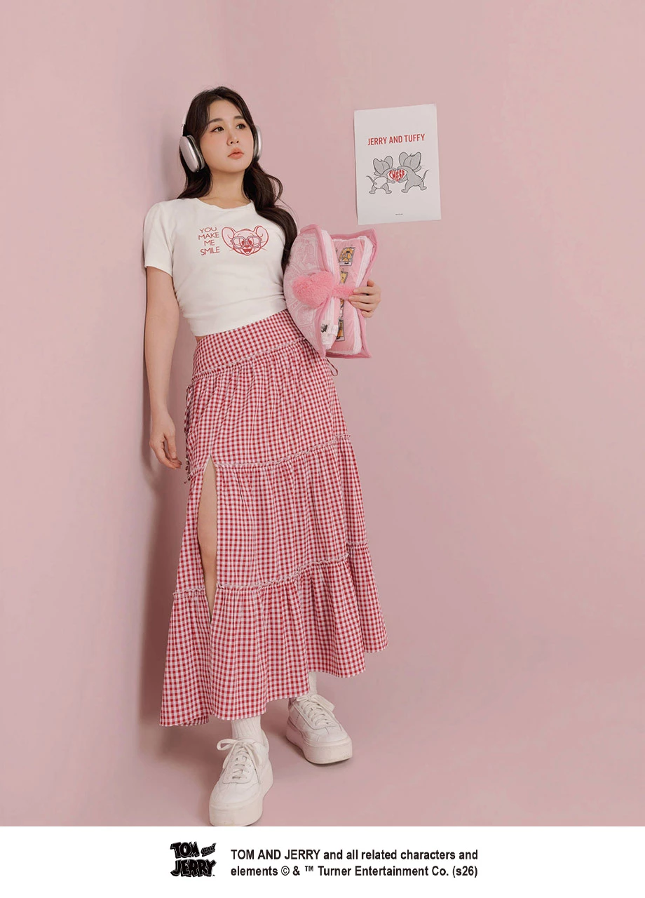 【湯姆貓與傑利鼠】 彩色印花圓領短袖短版TEE
