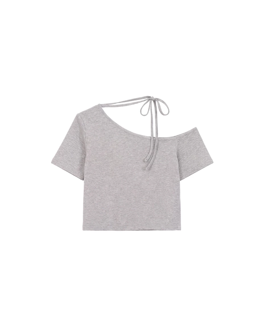 Asymmetrical Off Shoulder Choker Tie Padded Bra Top Asymmetrical Off Shoulder Choker Tie Padded Bra Top