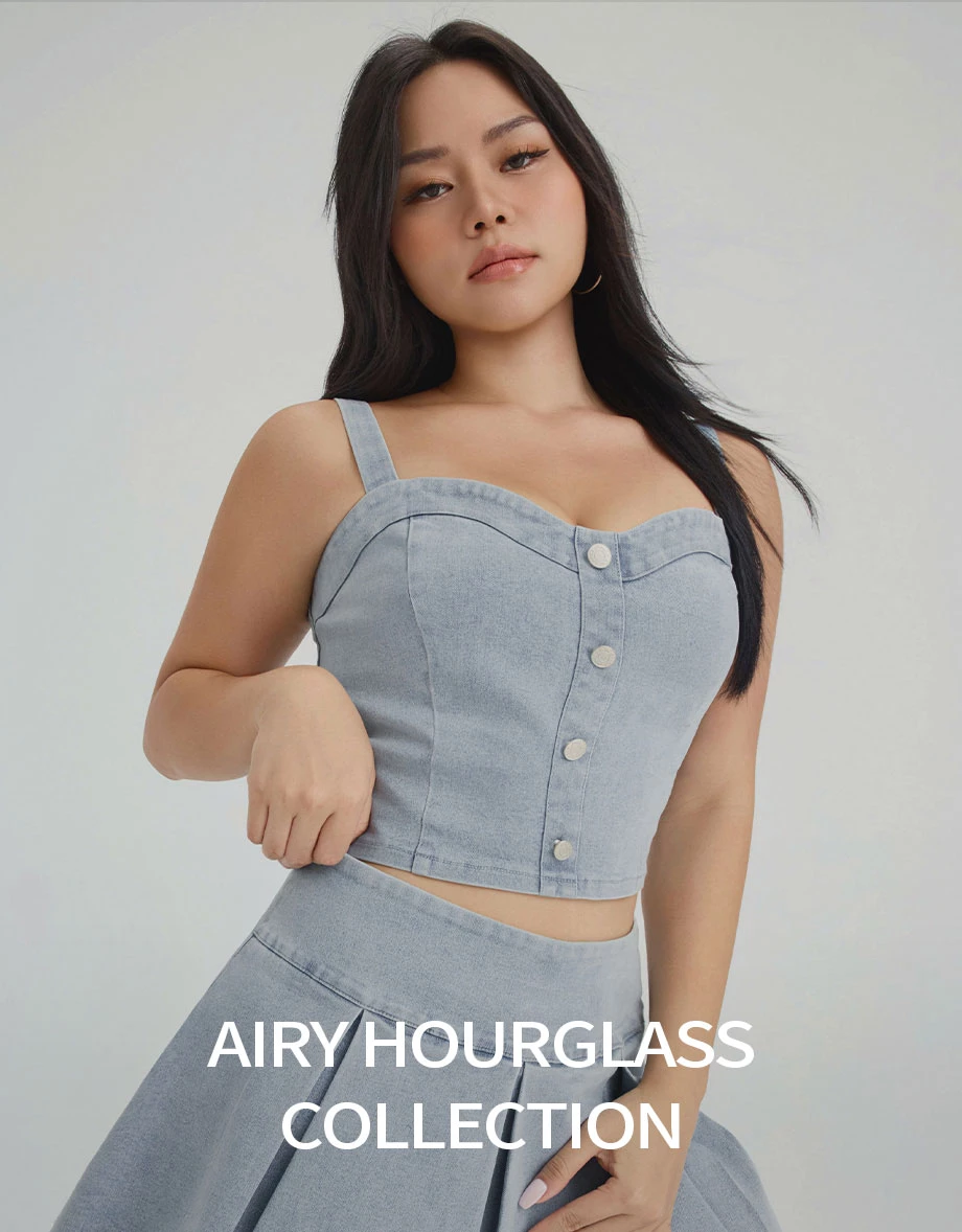 AIRY HOURGLASS Wide Strap Button Front Denim Corset Tank Top