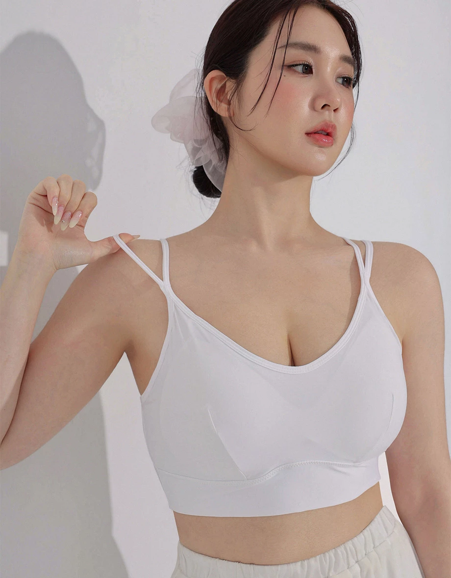 V領美背交叉細肩帶短版BRA背心