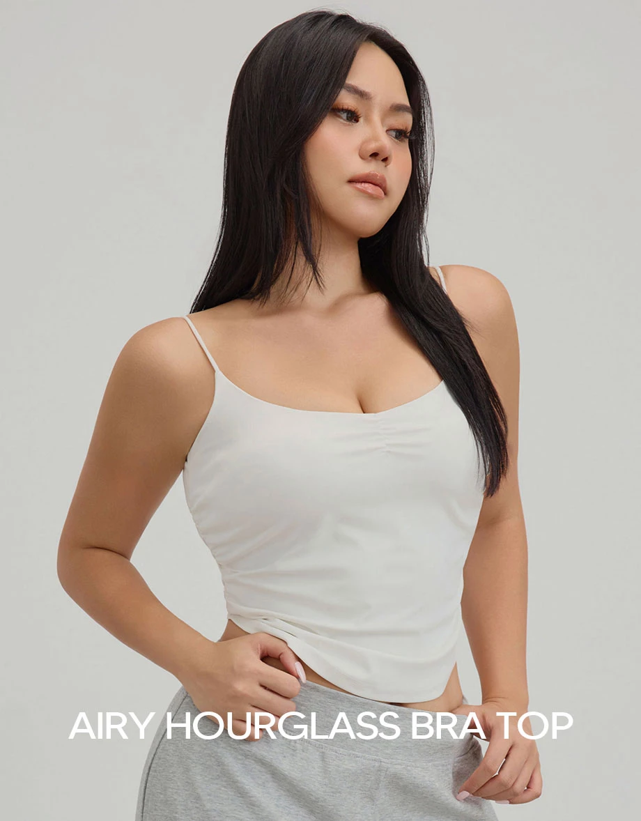 【AIRY COOL】Spaghetti Strap Ruched Side Padded Cami Bra Top 【AIRY COOL】Spaghetti Strap Ruched Side Padded Cami Bra Top
