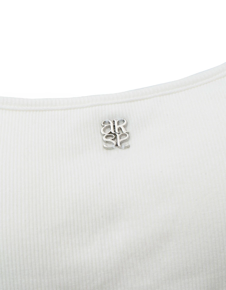 金屬LOGO多WAY綁帶細肩帶羅紋短版BRA背心