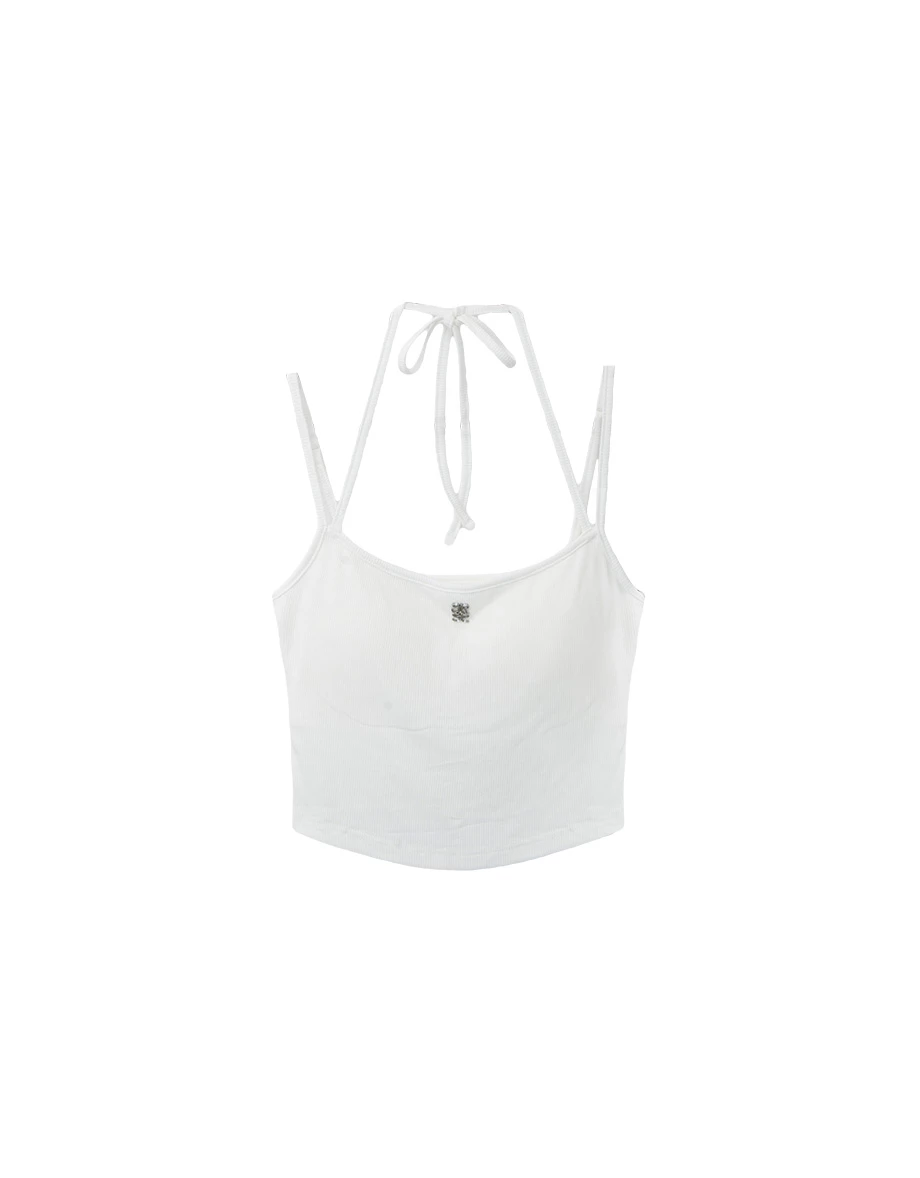 金屬LOGO多WAY綁帶細肩帶羅紋短版BRA背心