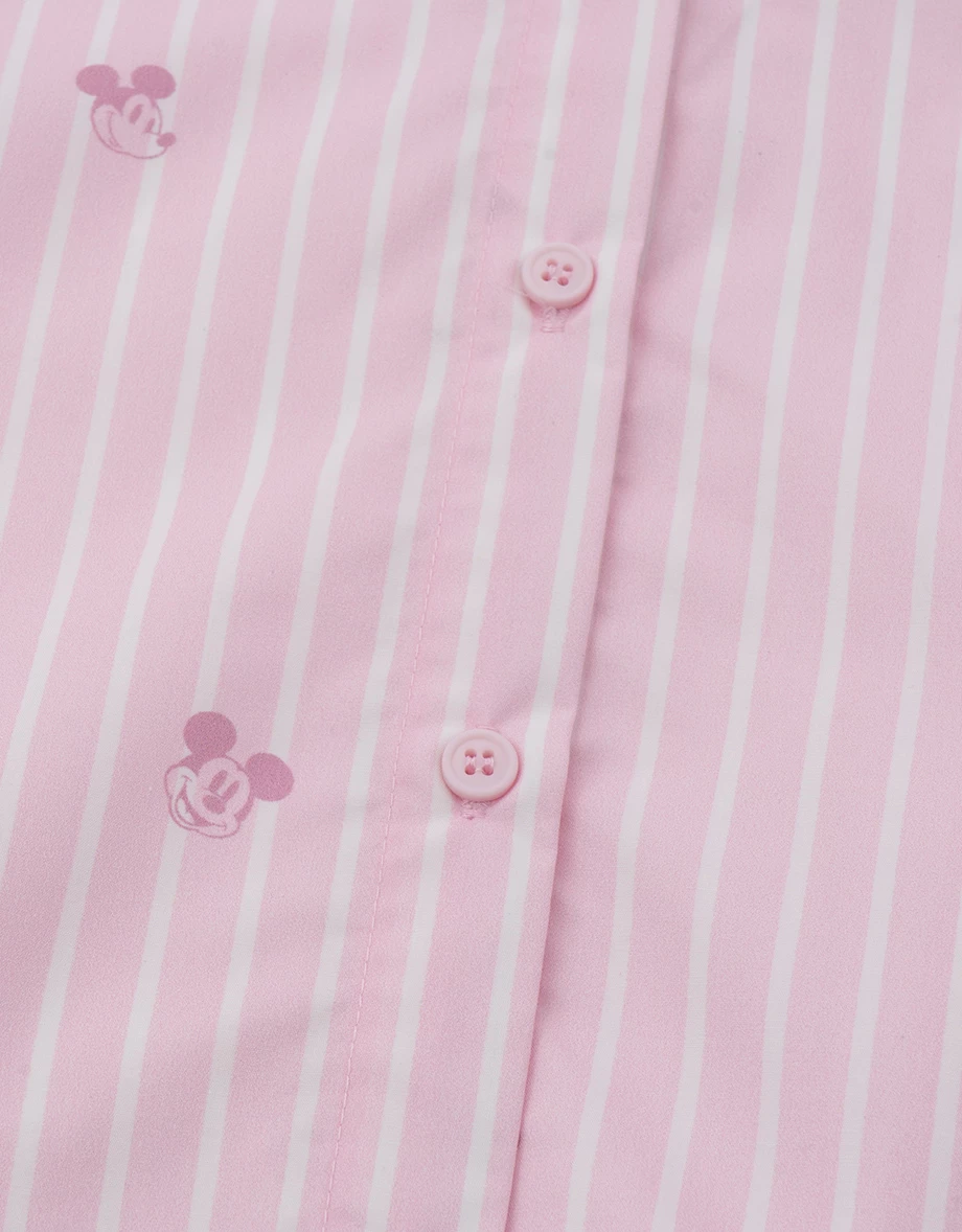 DISNEY MICKEY MOUSE - Striped Oversized Long Sleeve Button-down Shirt DISNEY MICKEY MOUSE - Striped Oversized Long Sleeve Button-down Shirt
