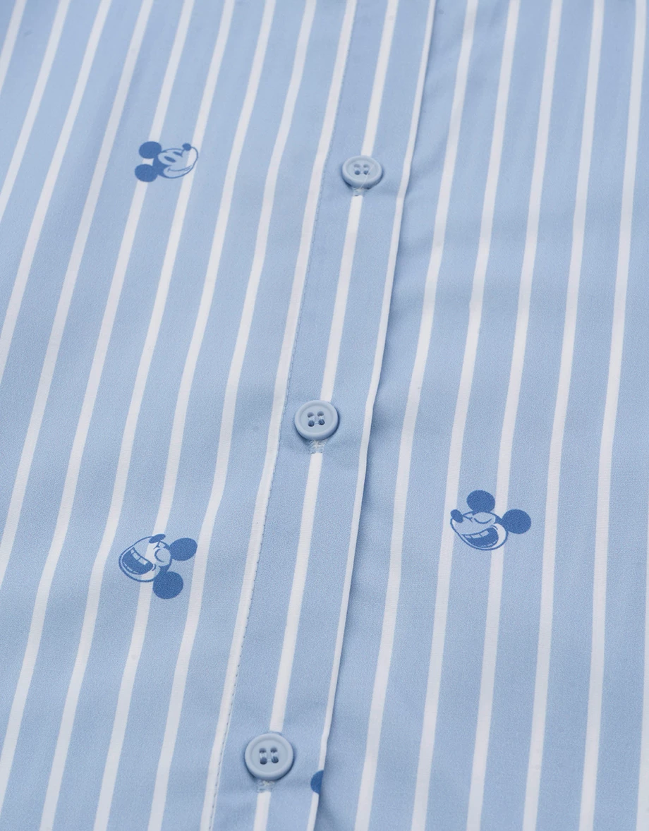 DISNEY MICKEY MOUSE - Striped Oversized Long Sleeve Button-down Shirt DISNEY MICKEY MOUSE - Striped Oversized Long Sleeve Button-down Shirt
