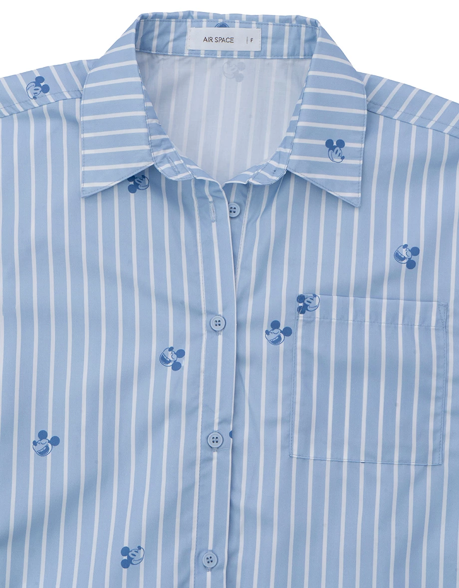 DISNEY MICKEY MOUSE - Striped Oversized Long Sleeve Button-down Shirt DISNEY MICKEY MOUSE - Striped Oversized Long Sleeve Button-down Shirt