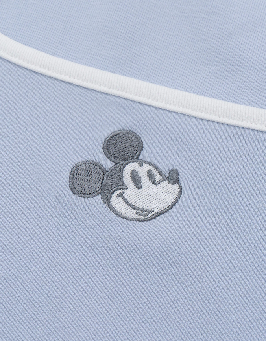 DISNEY MICKEY MOUSE - Embroidered Square Neck Crop Top DISNEY MICKEY MOUSE - Embroidered Square Neck Crop Top