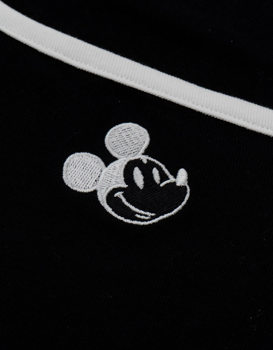 DISNEY MICKEY MOUSE - Embroidered Square Neck Crop Top DISNEY MICKEY MOUSE - Embroidered Square Neck Crop Top