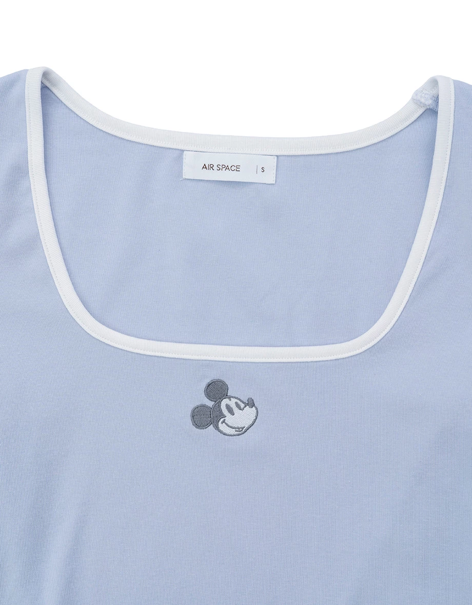 DISNEY MICKEY MOUSE - Embroidered Square Neck Crop Top DISNEY MICKEY MOUSE - Embroidered Square Neck Crop Top