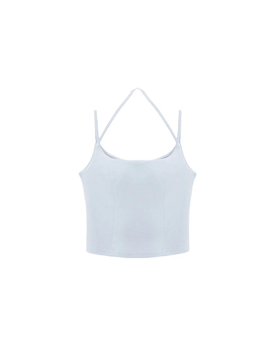 Halter Neck Double Strap Bandeau Crop Padded Bra Top
