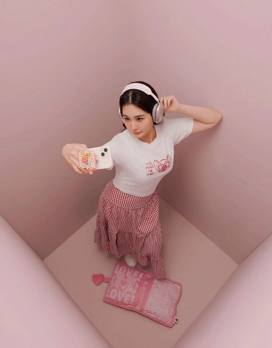 細格紋雙側串珠綁帶開衩蛋糕長裙 細格紋雙側串珠綁帶開衩蛋糕長裙