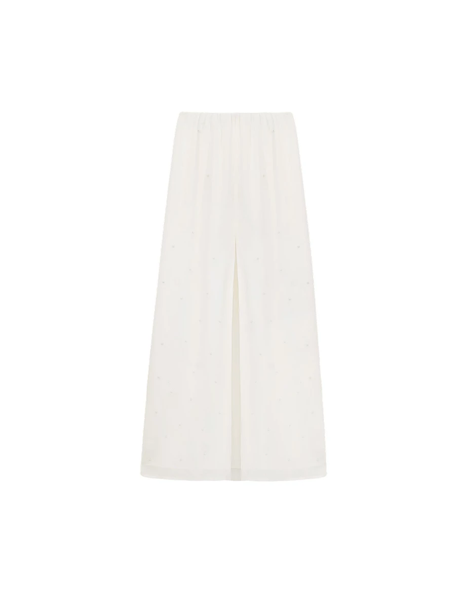 【ANN Design】Pearl Embellished Chiffon Overlay Straight Maxi Dress 【ANN Design】Pearl Embellished Chiffon Overlay Straight Maxi Dress