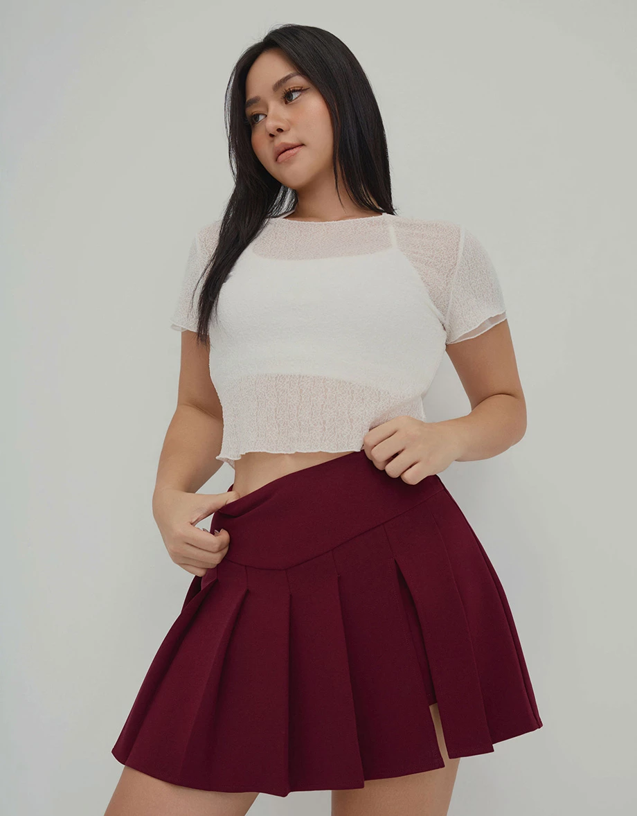 ハイウエスト美くびれ V字細見えプリーツスカパン ハイウエスト美くびれ V字細見えプリーツスカパン