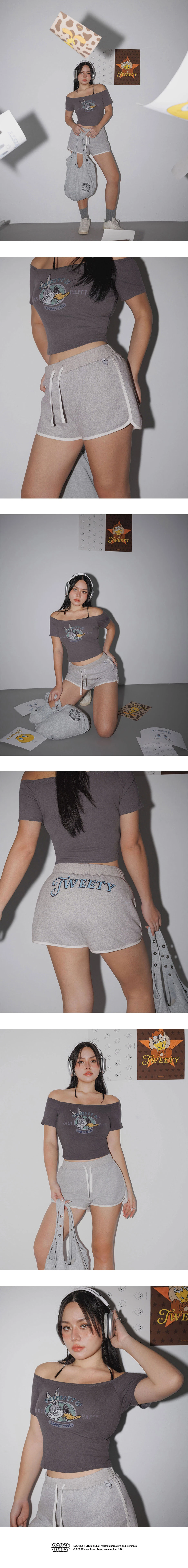 【樂一通】 崔弟款低腰抽繩布章裝飾後印花撞色滾邊運動短褲 【樂一通】 崔弟款低腰抽繩布章裝飾後印花撞色滾邊運動短褲