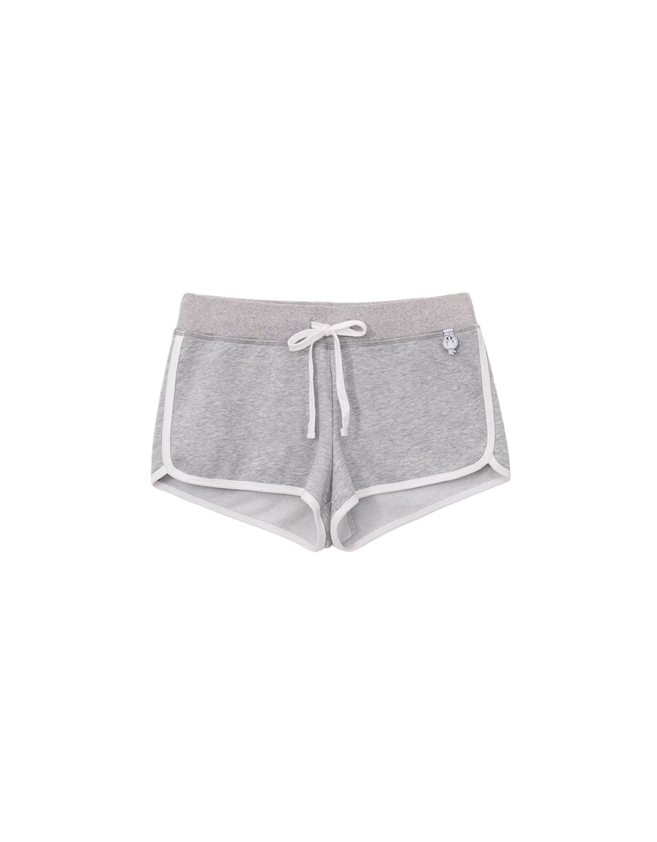 【樂一通】 崔弟款低腰抽繩布章裝飾後印花撞色滾邊運動短褲 【樂一通】 崔弟款低腰抽繩布章裝飾後印花撞色滾邊運動短褲