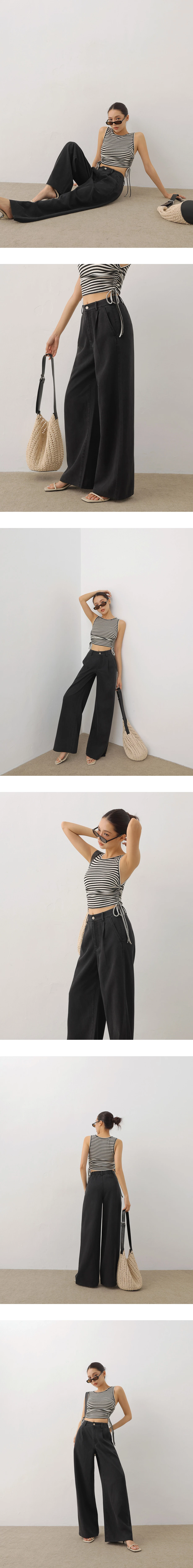 【2.0 SKIN 親膚天絲丹寧】打褶直筒落地長褲