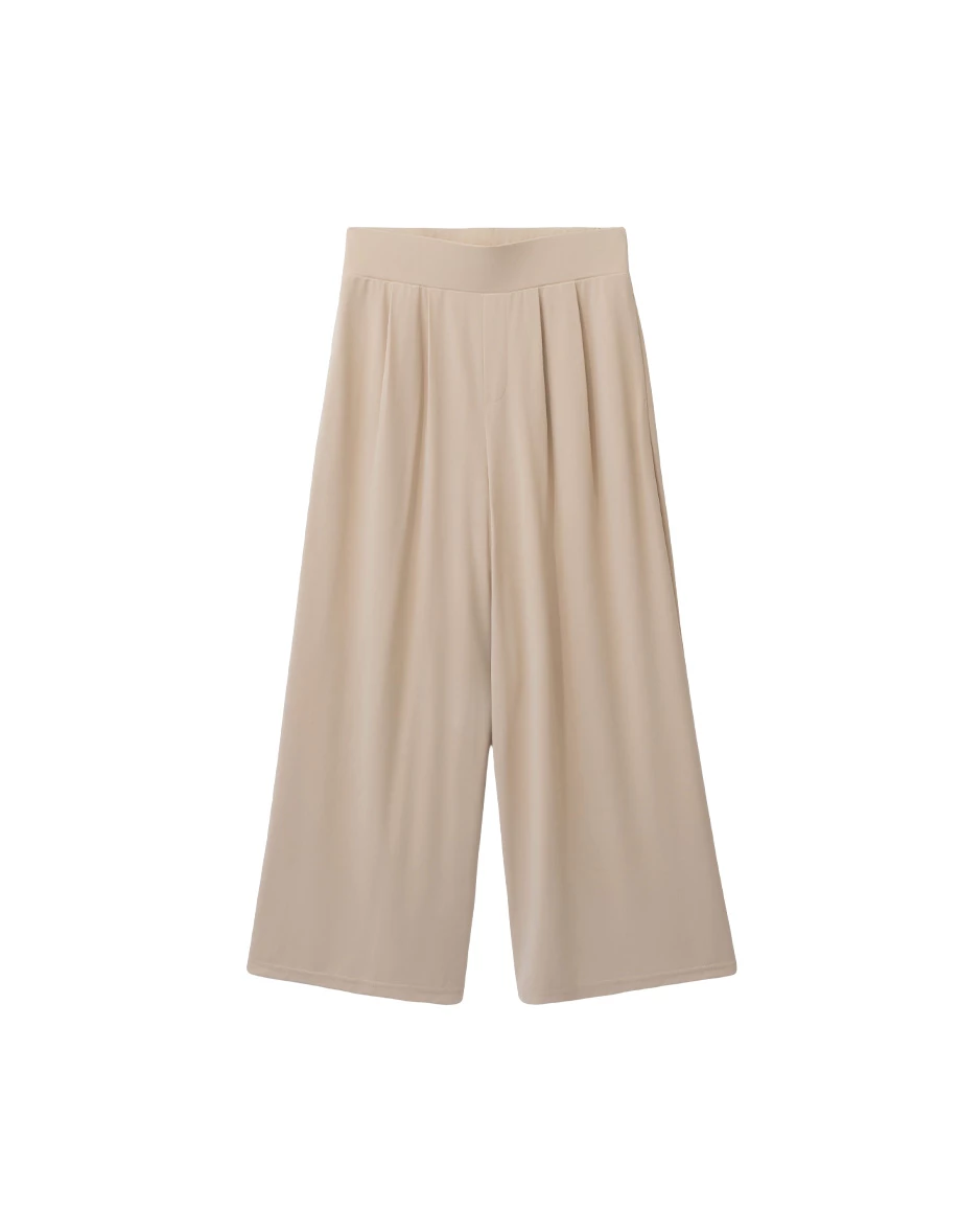 AIRY HOURGLASS Wide Stretch Waist Pleated Wide Leg Pants