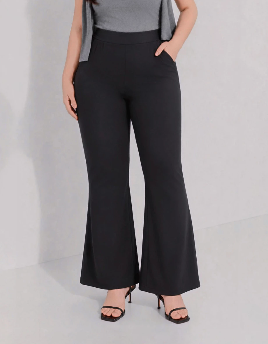 AIRY HOURGLASS Wide Stretch Waist Soft Draped Flare Pants