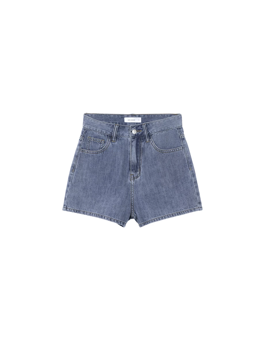 High Waist Vintage Wash A Line Jeans Denim Shorts