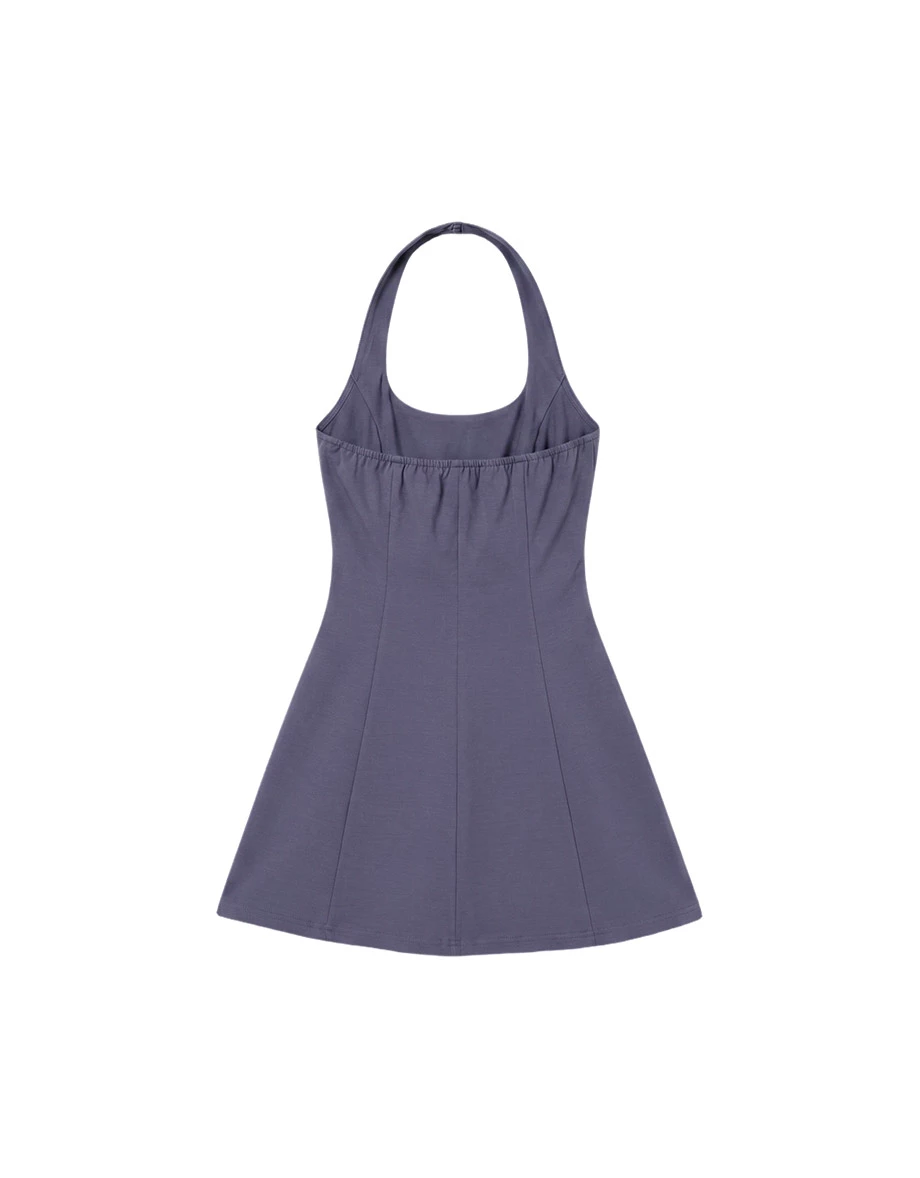 AIRY HOURGLASS Cooling Fabric Halter Square Neck Open Back Padded Mini Dress