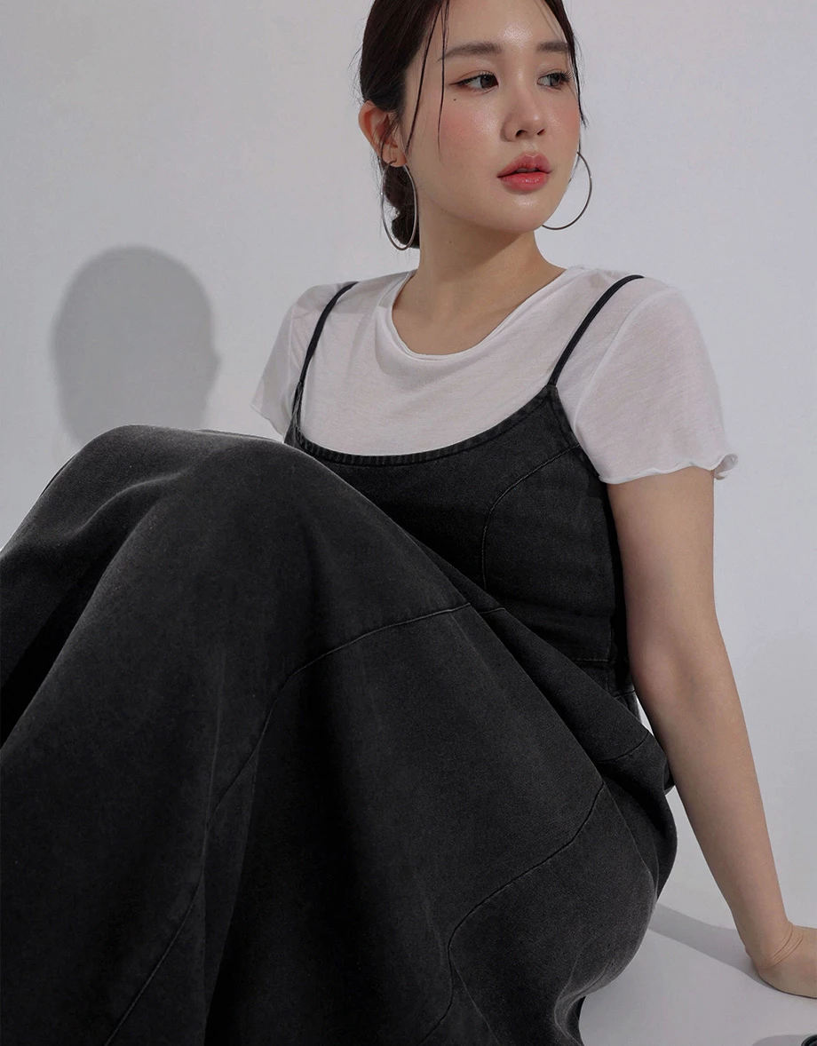 Cooling Fabric Spaghetti Strap Denim A Line Maxi Dress Cooling Fabric Spaghetti Strap Denim A Line Maxi Dress