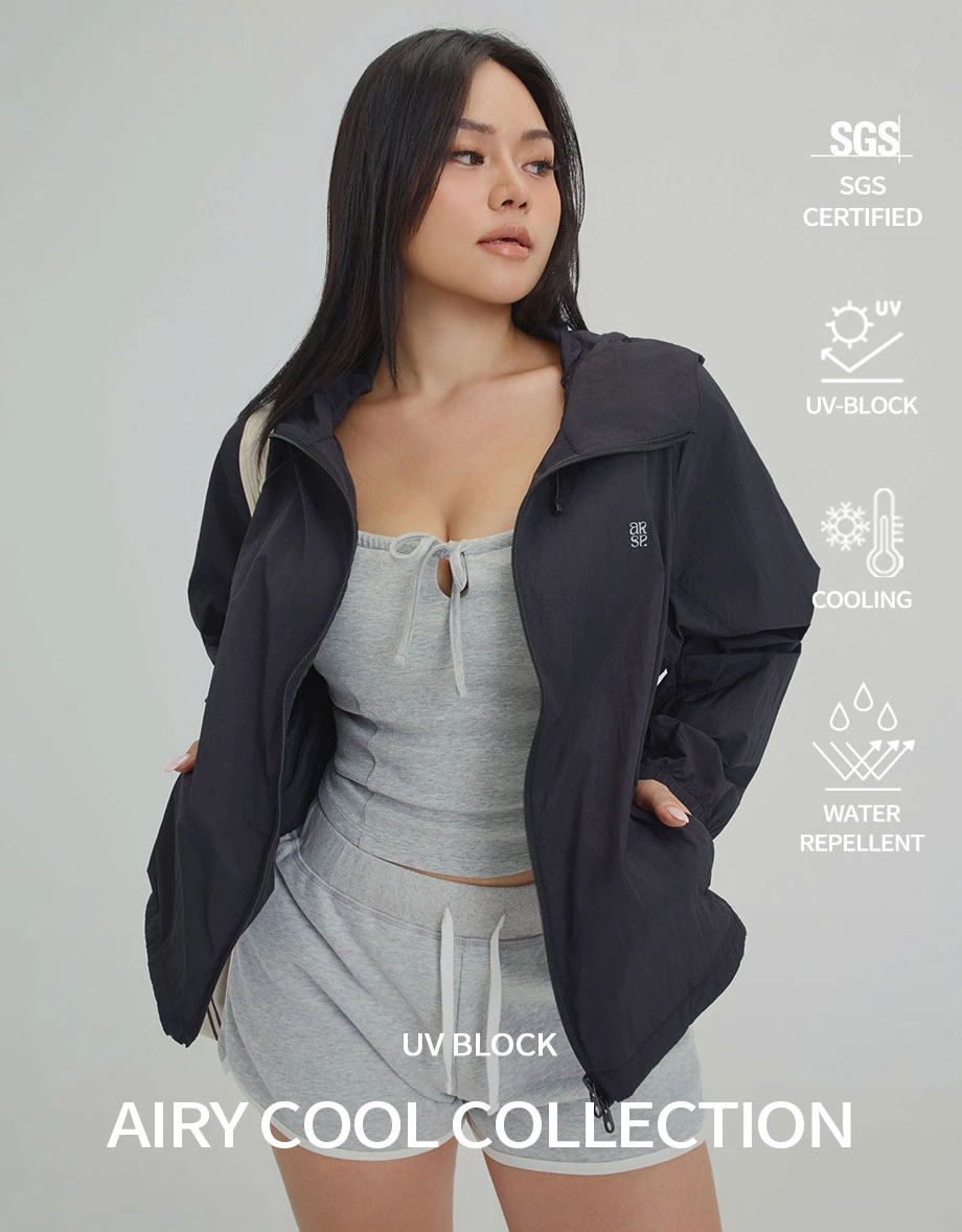 UV Protection Hooded Two Way Zipper Crop Jacket