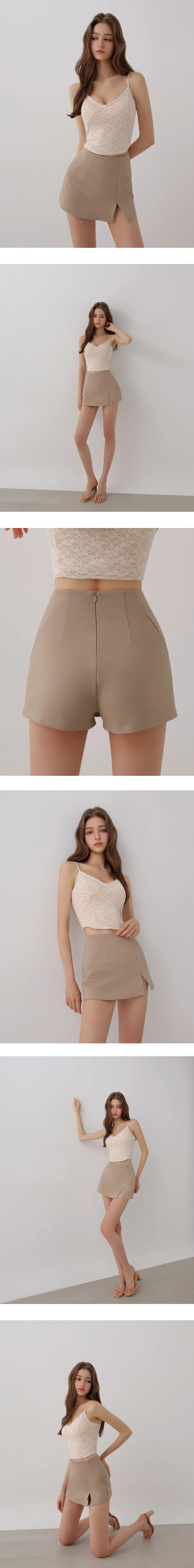 AIRY HOURGLASS Front Slit Stretchy Twill Mini Skort