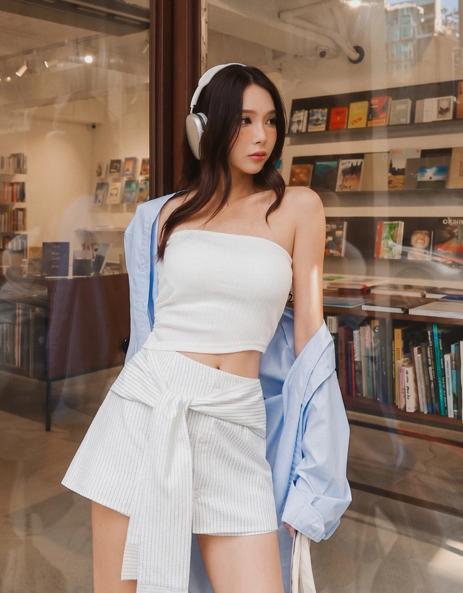 不對稱下擺壓紋平口BRA背心