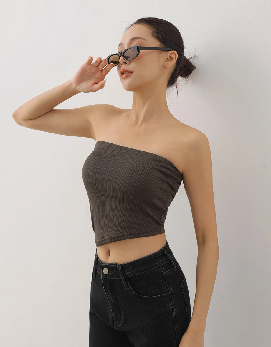 不對稱下擺壓紋平口BRA背心