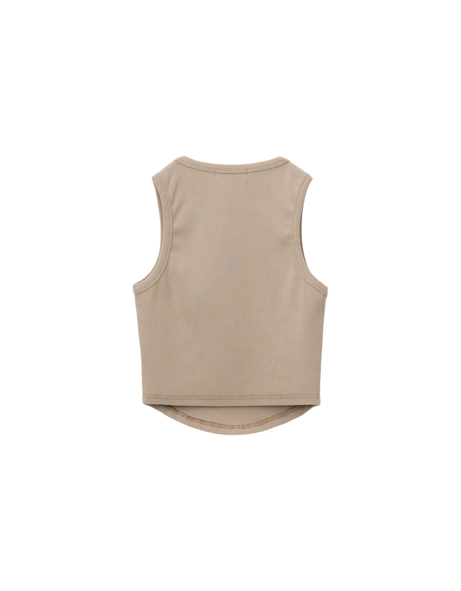 【樂一通】 立體印花字母水洗羅紋短版坦克背心